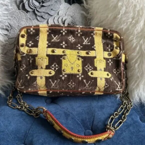 Louis Vuitton LV Vintage velvet Trompe L'oeil Trocadero Shoulder Bag velour - Picture 1 of 5